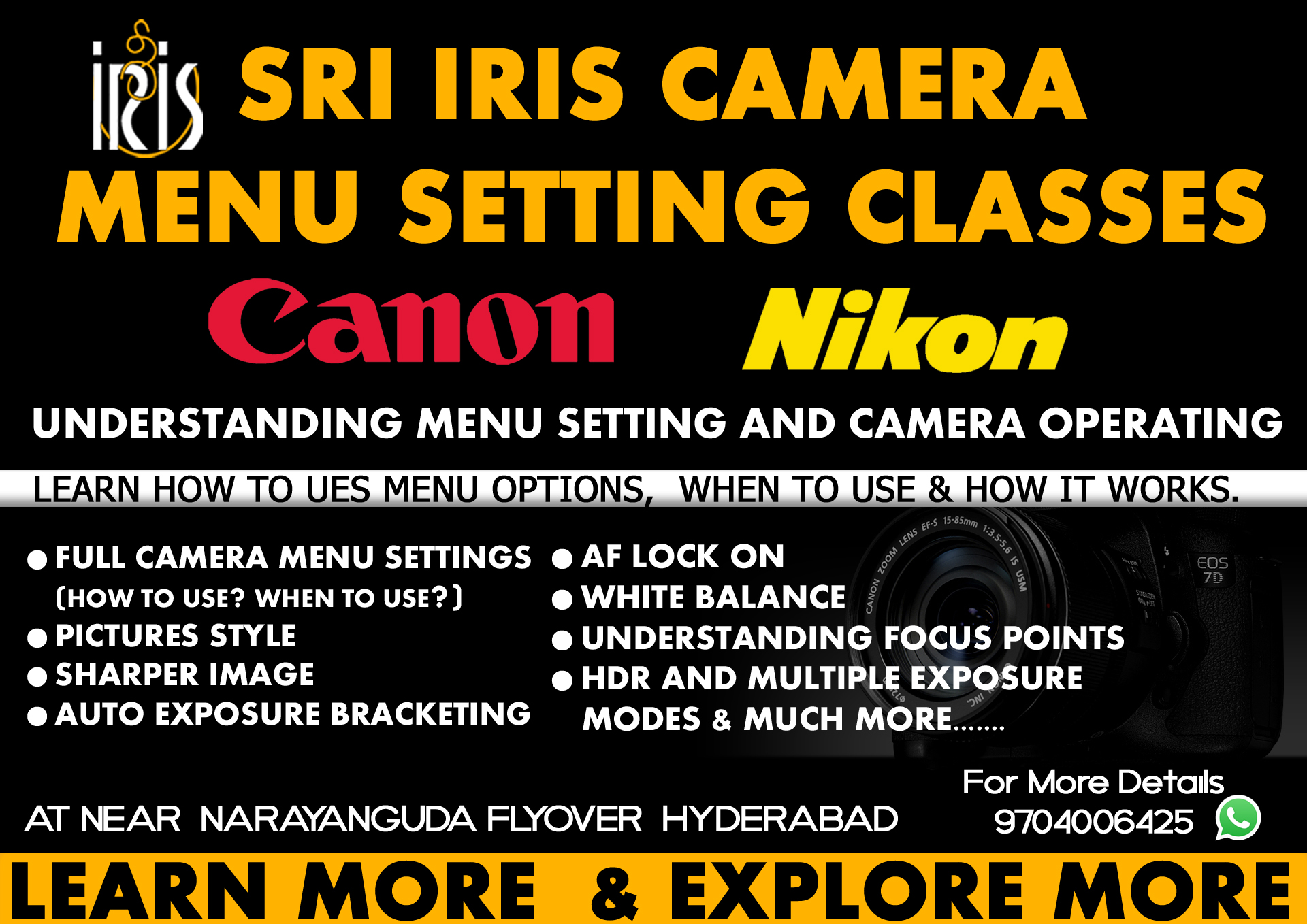 Camera Menu setting classes